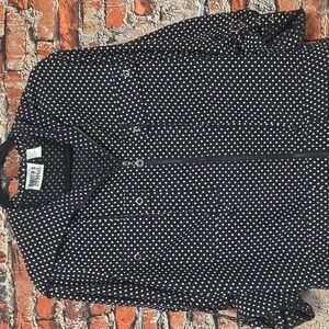 Chico's Design Black and White Polka Dot Silk Bomber Jacket, Sz Small